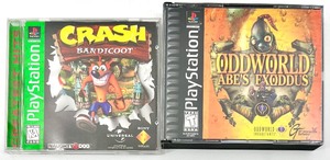 Vintage SONY PLAYSATATION CRASH BANDICOOT 96 & ODDWORLD ABES EXODDUS 98 Games