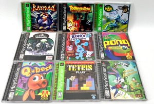 Vintage SONY PLAYSTATION Games including QBERT, TETRIS, PONG &amp More - QTY 9