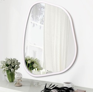 Large Framed Irregular Oval Wall Mirror 26x18 -White