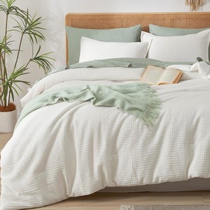 3-Piece Waffle Comforter -Queen, Cream