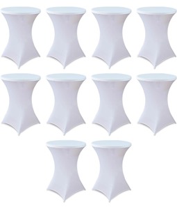 10-Piece Spandex Cocktail Table Covers -White