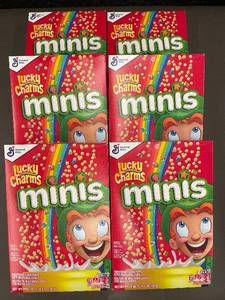 Set of 6 Boxes Lucky Charms Minis Cereal - Best By 26FEB2024