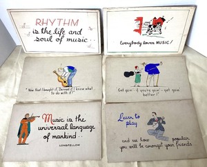 lot 49 image: Group of Vintage Hand Drawn  Colored Musical Signs