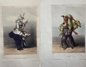 lot 60 image: Pair of Antique Paul Gavarni Hand Colored Lithographs  #2
