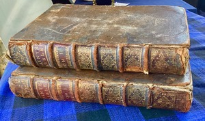 lot 136 image: Amazing 2 Volume Antique Leatherbound Bible