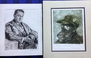 lot 141 image: Pair of Large Vintage Etched Portraits