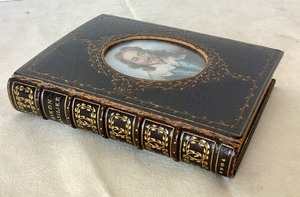 lot 171 image: Antique Leatherbound Book with Inset Portrait