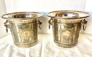 lot 129 image: Pair of Antique Sheffield Silver Ice Buckets