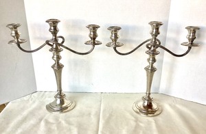 lot 133 image: Pair of Gorham Sterling 3 Light Candelabra