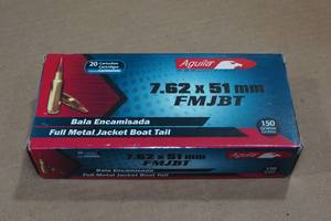 20 Aguila 7.62 x 51mm (.308) 150 Gr FMJ BT Ammo