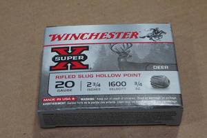 5 Winchester Super-X 20 Gauge 2-34 Rifled HP Slugs