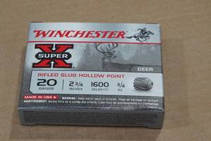 5 Winchester Super-X 20 Gauge 2-34 Rifled HP Slugs
