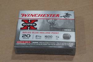 5 Winchester Super-X 20 Gauge 2-34 Rifled HP Slugs