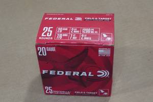 25 Federal 20 Gauge 2-34 7-12 Shot Shotshells