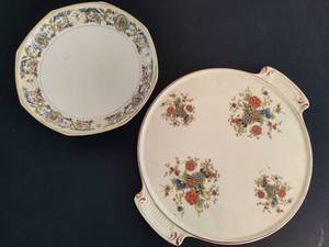 Vintage MZ Austria Pedestal Server & Wheelock Peoria Serving Platter w Handles