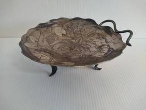 Magnolia Tray w Footed Leaves Rockford Silver Co.