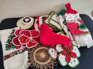 Lot of Assorted Grandmas Towels & Crafts