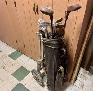 Vintage Set of Golf Clubs  Carrier