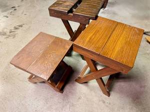 Three Small Wood Folding Tables
