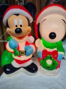 Snoopy & Mickey Mouse Holiday Blow Molds