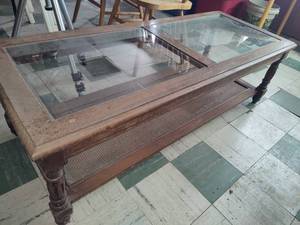 Glass Top Wood Coffee Table