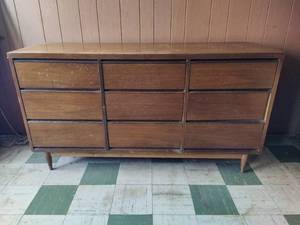 MCM Nine Drawer Wood Dresser