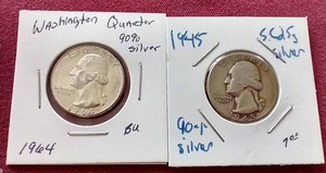 (2) 90% Silver Washington Quarters