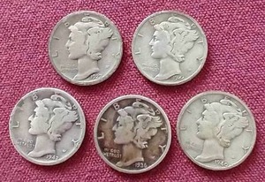 (5) Mercury Dimes