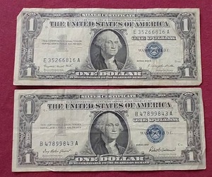 (2) 1957 Silver Certificate $1 Notes