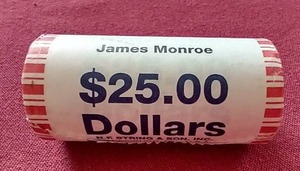 Uncirculated $25 Roll of James Monroe Presidential Dollars