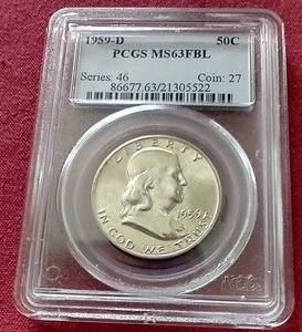 1959-D Franklin Half Dollar - PCGS MS63FBL