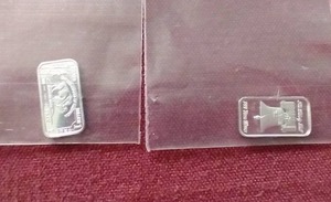 (2) 1 Gram Silver Bars