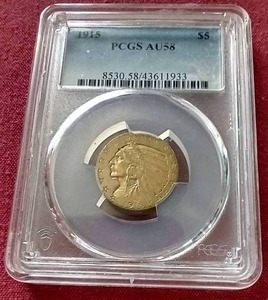 1915 Indian $5 Gold Coin - PCGS AU58