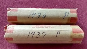 (2) Wheat Penny Rolls - 1936 & 1937