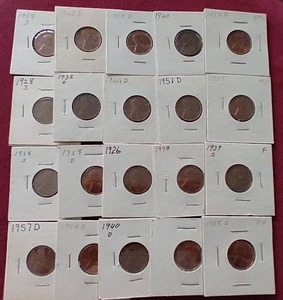(20) Wheat Pennies in Flips