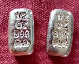 (2) Poured 12 oz Silver Bars