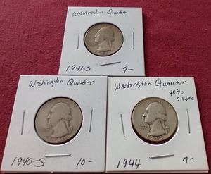 (3) 90% Silver Washington Quarters