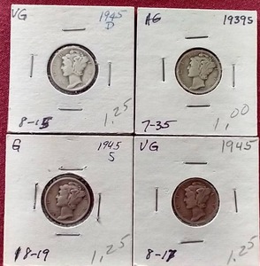 (4) Mercury Dimes