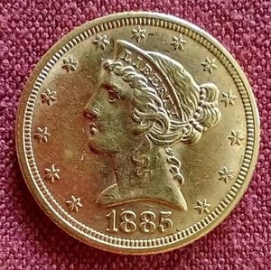 Beautiful 1885 Liberty Head $5 Gold Coin