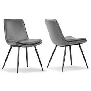 Glamour Home Set of 2 Avalon Grey Faux Leather Dining Chair with Black Metal Legs Customer Returns See Pictures