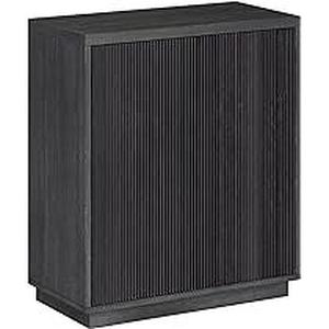 Hudson&Canal Alston Black Grain Accent Cabinet with Swing-Out Doors   Customer Returns See Pictures