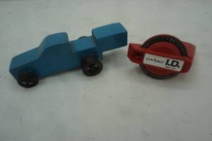 lot 12 image: derby car and labeler. Dymo I.D. 2001-01
