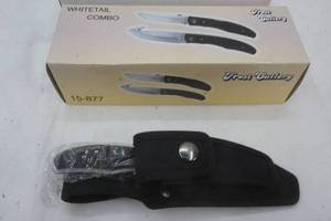lot 31 image: NEW IN BOX. 2 piece fixed & lock back knife set