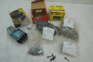 lot 51 image: Hardware lot. variety of screws, nails, and steel wool.