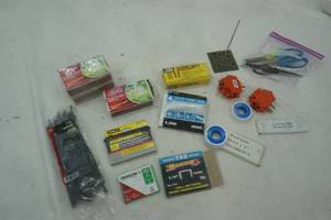 lot 126 image: Household lot, matches, tape, staples, plugs, brad nails and cable ties