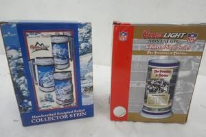 lot 217 image: Coors and Coors lite collectible mugs, NFL