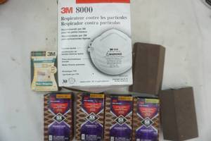 lot 270 image: 3M sanding sponges and particulate respirators. NEW