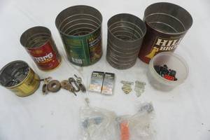 lot 285 image: coffee can with hardware