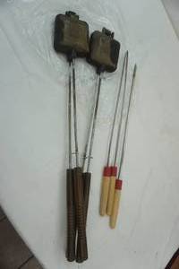 lot 383 image: 2 pie irons and 3 camping skewers