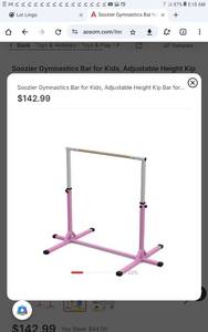 lot 6 image: Soozier Adjustable Height Pink Gymnastics Kip Bar for Kids